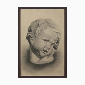 Baby, 19th-Century, Pencil on Paper, Framed