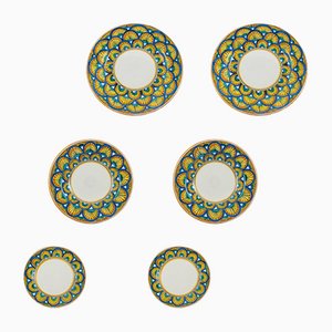 Ego • Dinner Service for Two People • Six Sicilian Caltagirone Ceramic Plates • Yellow Montedoro from Crita Ceramiche, Set of 6