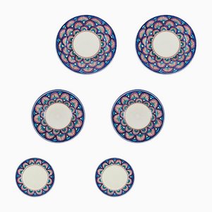 Ego • Dinner Service for Two People • Six Sicilian Caltagirone Ceramic Plates • Pink Di Mozia from Crita Ceramiche, Set of 6