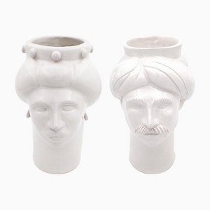 Statuette Solimano & Roxelana M • Madonie bianche di Crita Ceramiche, set di 2