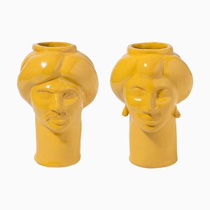 Figuras Solimano & Roxelana pequeñas • Serradifalco amarillo de Crita Ceramiche. Juego de 2