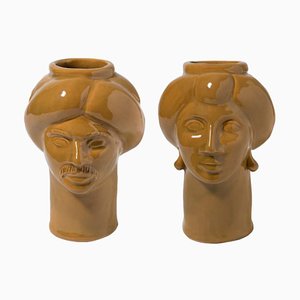 Figuras Solimano & Roxelana pequeñas • Sabbia Falconara de Crita Ceramiche. Juego de 2