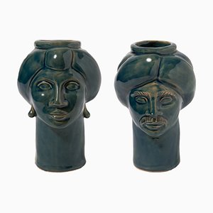Figuras Solimano & Roxelana pequeñas • Tindari azules de Crita Ceramiche. Juego de 2