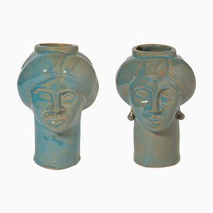 Figuras Solimano & Roxelana pequeñas • Favignana turquesa de Crita Ceramiche. Juego de 2