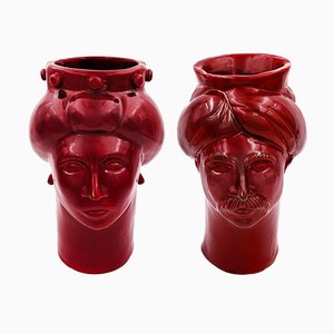 Figuras M Solimano & Roxelana • Etna rojo de Crita Ceramiche. Juego de 2