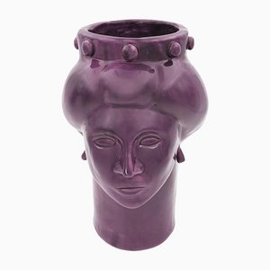 Mittelgroßer Roxelana Keramikkopf • Violette Ispica von Crita Ceramiche