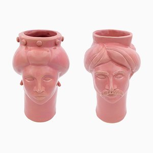 Solimano & Roxelana Figures, M • Pink Trapani from Crita Ceramiche, Set of 2