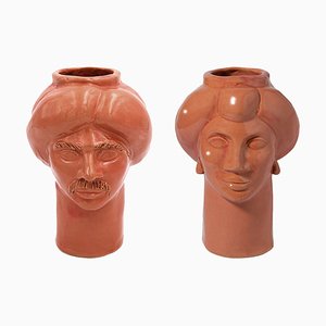 Figuras Solimano & Roxelana pequeñas • Pesa Leonforte de Crita Ceramiche. Juego de 2