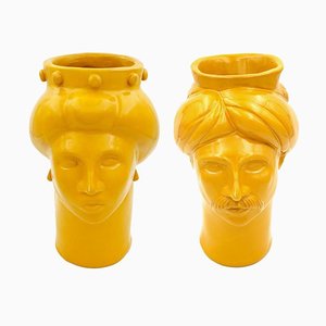 Figuras Solimano & Roxelana M • Serradifalco amarillo de Crita Ceramiche. Juego de 2