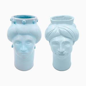 Solimano & Roxelana M Figures • Azure Vendicari from Crita Ceramiche, Set of 2