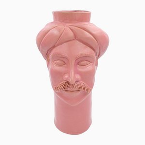 Cabeza Solimano grande de cerámica • Trapani rosa de Crita Ceramiche