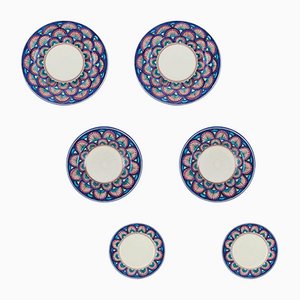 Ego • Set de Vaisselle pour Six Personnes • 18 Assiettes en Céramique Caltagirone Siciliennes • Di Mozia Rose de Crita Ceramiche, Set de 18