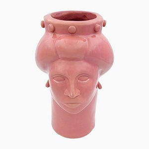 Testa media Roxelana in ceramica • Trapani rosa di Crita Ceramiche
