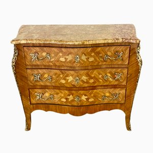 Louis XV Marble Tray and Marquetry Dresser