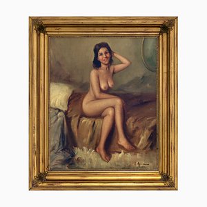 Luigi Aquino, Nudo, Oil on Canvas, Framed