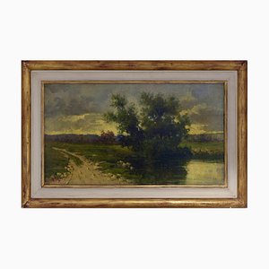 Landscape, Oil on Canvas, Italy, Framed