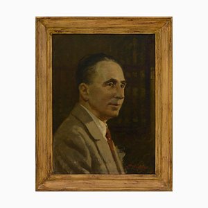 Alfredo Mahieux, Portrait, Oil on Canvas on Tablet, Framed