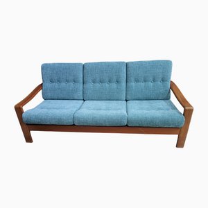 Danish Teak and Green Fabric 3 Seat Sofa, 1960s
