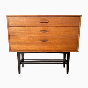 Danish Style Wooden Chest of 3 Drawers on Metal Legs