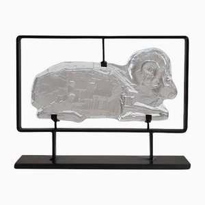 Glasskulptur auf Eisenständer von Erik Höglund für Boda