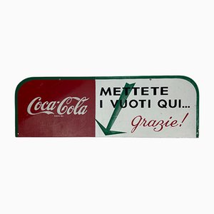 Emaillierte Leere Flaschen Hier Coca-Cola Schild, Italien, 1960er