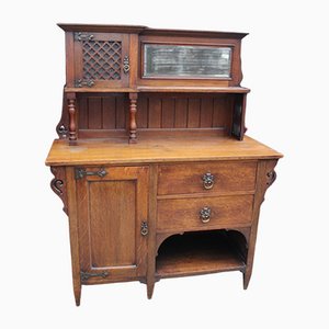 Arts and Craft Style Oak Sideboard with Back, 1940s