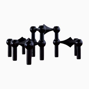 Candleholders in Black Lacquered Metal by Fritz Nagel for BMF, Set of 4