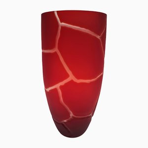 Große rote Vase aus geätztem Glas, Polen