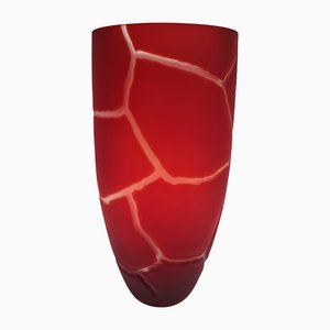 Large Red Vase in Etched Glass, Poland