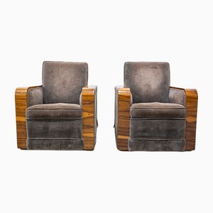 Art Deco Club Armchairs, France, 1920s, Set of 2