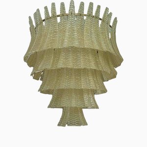 Mid-Century Round Gold Colored Murano Glass Chandelier, 1970s