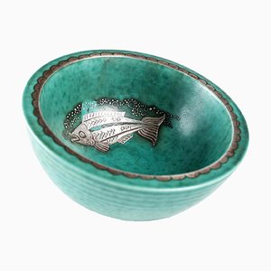 Vintage Argenta Schale aus glasierter Keramik von Wilhelm Kåge für Gustavsberg