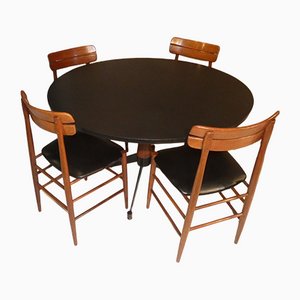 Tisch und 4 Palisander Stühle, Italien, 1950er, 5er Set