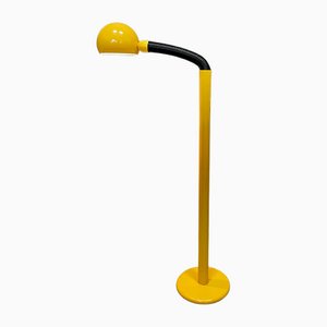 Lámpara de pie italiana modernista de metal con brazo flexible y pantalla ajustable, años 60