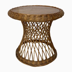 Beistelltisch aus Rattan & Holz, 1960er