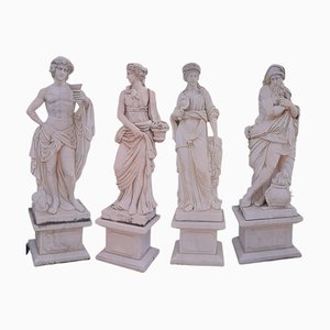Four Season, Monumental Sculptures with Pedestals, Marble, Set of 4