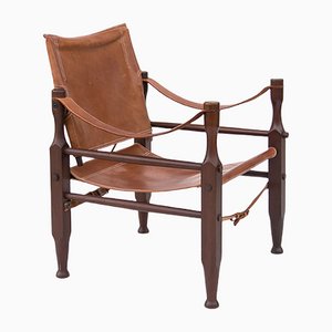 Leather Safari Armchair, Mid-20th Century