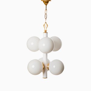6-Light Tiered Globes Chandelier with Milk Glass Shades