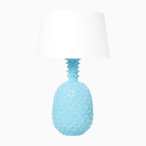 Xl Blue Ceramic Pineapple Table Lamp by Tommaso Barbi, 1970s