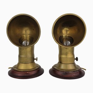 Nautical Bronze Dorade Vent Funnel Table Lamps, 1970s, Set of 2