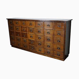 Large German Industrial Oak Apothecary Cabinet or Chest of Drawers, 1930s