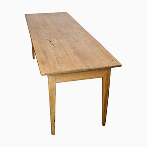 French Light Pine & Fruitwood Farmhouse Dining Table, 19th Century