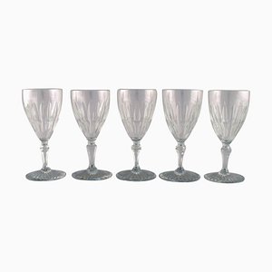 Art Deco Baccarat Red Wine Glasses in Clear Crystal Glass, France, Set of 5