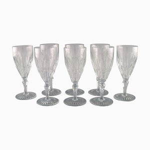 Art Deco Baccarat Red Wine Glasses in Crystal Glass, France, Set of 8
