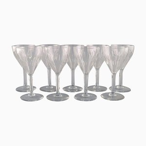 Baccarat Red Wine Glasses in Clear Mouth Blown Crystal Glass, France, Set of 9