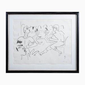 Jean Cocteau, Couple de Danseurs Barcelona, 1957, Lithographie, Gerahmt