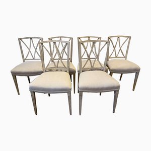 Italian Painted & Upholstered Dining Chairs, 1940s, Set of 6