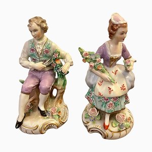 Figuras de Sitzendorf victorianas antiguas. Juego de 2