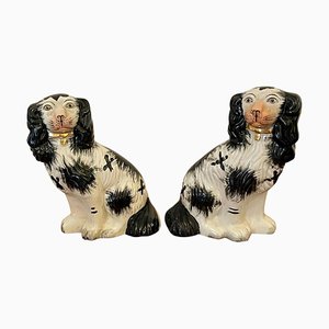 Antique Victorian Staffordshire Dogs, Set of 2