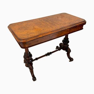 Antiker viktorianischer Kartentisch aus Nusswurzelholz